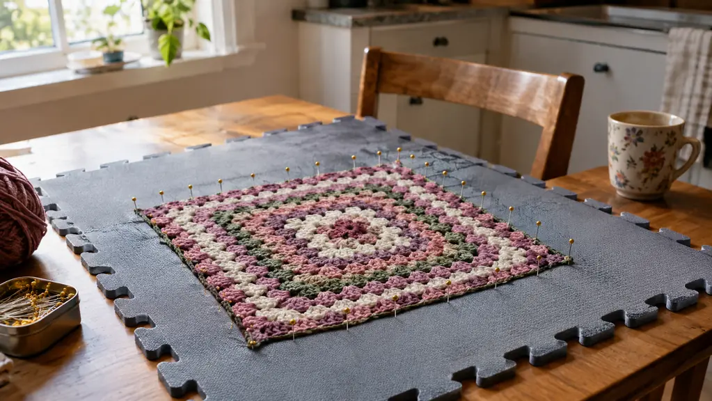 How to Block Granny Squares and Shawls With Interlocking Blocking Mats